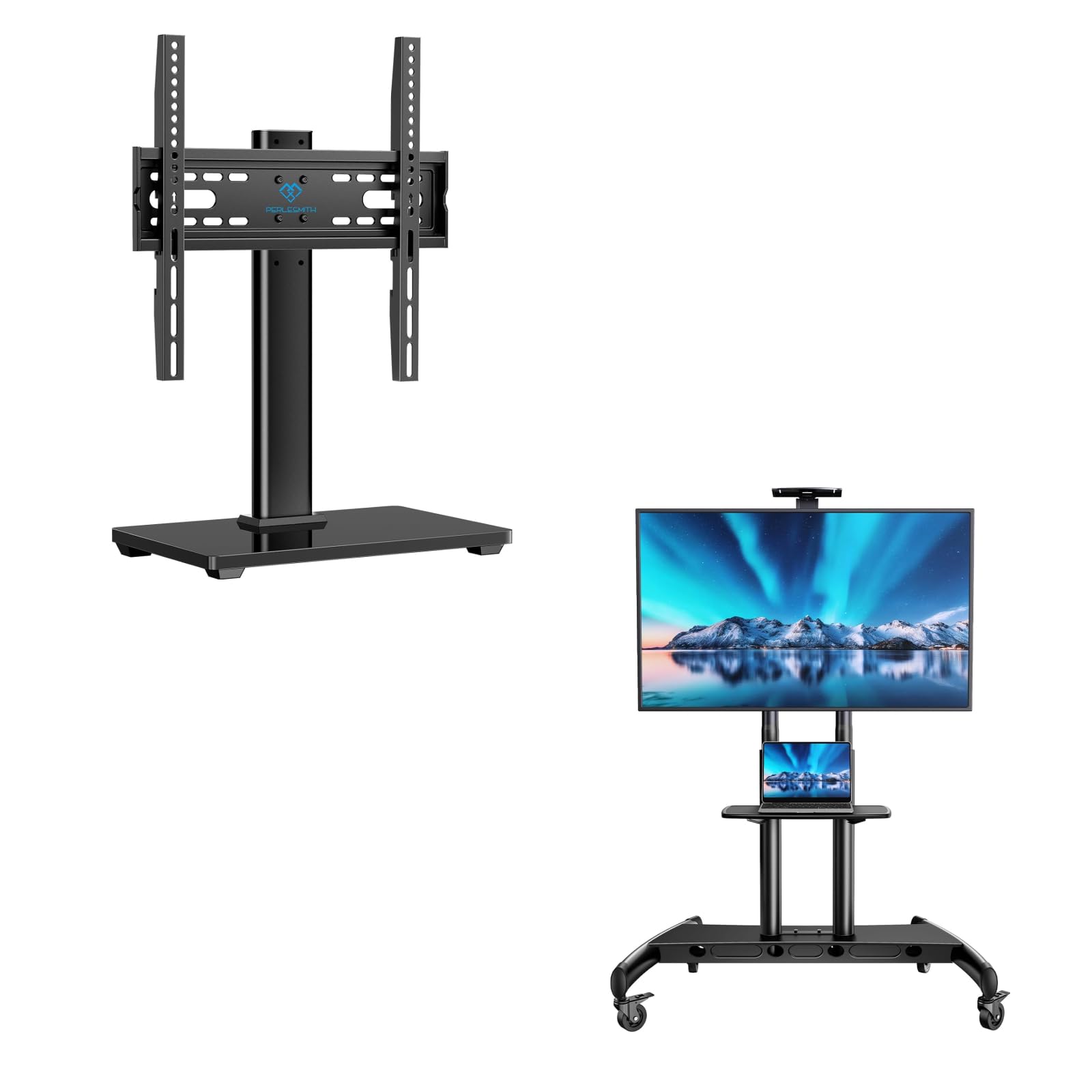 Amazon.com: PERLESMITH Mobile TV Stand for 55-90 Inch Flat/Curved